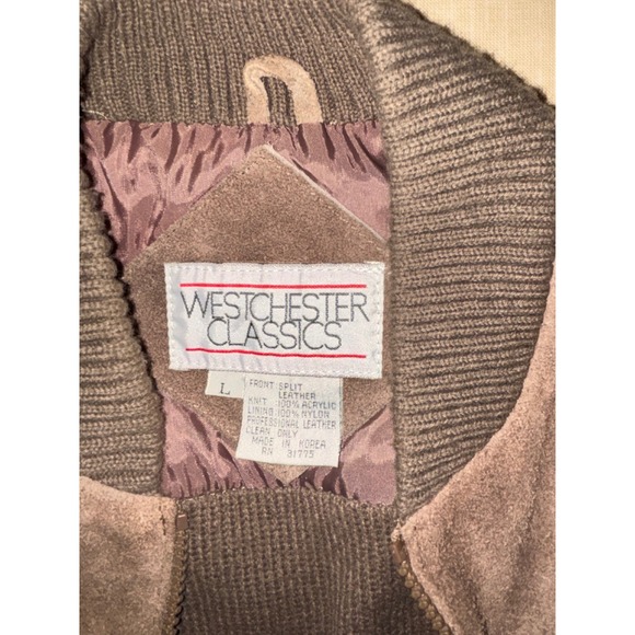 Westchester Classics Suede Knit Jacket Women's Large Brown Bomber - Picture 5 of 9